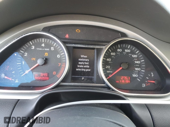 2009 Audi Q7 Premium Plus with VIN WA1EY74L29D027227, listed as a Copart auction lot 72714054 with 116,194 mi miles and Salvage title. Bid and sale history available at DreamBid. Image 9.