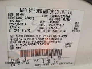 2004 Ford Explorer Limited z VIN 1FMDU75W84ZA63498, wystawiony jako Copart lot #56377655 z przebiegiem 156 305 mil mil oraz Szkody całkowita. Historia ofert i sprzedaży dostępna na DreamBid. Obrazek 13.
