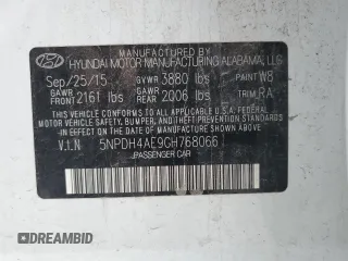 2016 Hyundai Elantra SE z VIN 5NPDH4AE9GH768066, wystawiony jako Copart lot #58406555 z przebiegiem 67 618 mil mil oraz Czysty tytuł • Clean title. Historia ofert i sprzedaży dostępna na DreamBid. Obrazek 13.