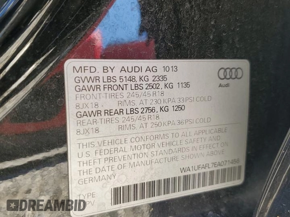 2014 Audi allroad Premium Plus with VIN WA1UFAFL7EA071456, listed as a Copart auction lot 80106534 with 93,198 mi miles and Clean Title. Bid and sale history available at carsss.com. Image 12.