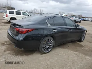 2021 Infiniti Q50 Red Sport 400 with VIN JN1FV7DR2MM880827, listed as a Copart auction lot 52089525 with 38,718 mi miles and Salvage title. Bid and sale history available at DreamBid. Image 3.