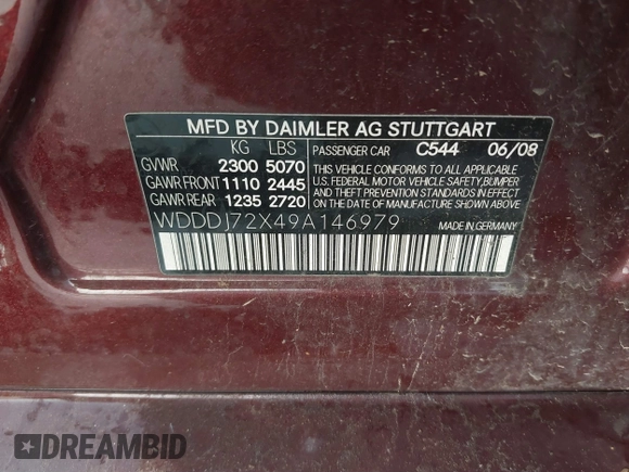 2009 Mercedes-Benz CLS 550 with VIN WDDDJ72X49A146979, listed as a IAAI auction lot 41871094 with 143,458 mi miles and . Bid and sale history available at DreamBid. Image 9.