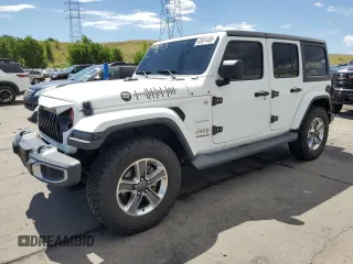 2020 Jeep Wrangler Unlimited Sahara z VIN 1C4HJXEN0LW161222, wystawiony jako Copart lot #63681485 z przebiegiem 80 957 mil mil oraz Szkoda całkowita • Salvage title. Historia ofert i sprzedaży dostępna na DreamBid. Obrazek 1.