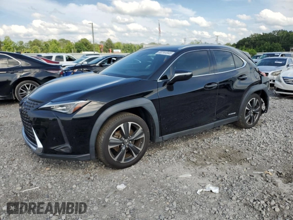 2021 Lexus UX 250h with VIN JTHX9JBH2M2049657, listed as a Copart auction lot 58744945 with 36,054 mi miles and Salvage title. Bid and sale history available at DreamBid. Image 1.