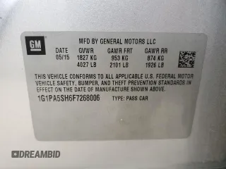 2015 Chevrolet Cruze LS with VIN 1G1PA5SH6F7268006, listed as a Copart auction lot 79626114 with 163,223 mi miles and Clean Title. Bid and sale history available at DreamBid. Image 12.
