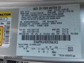 2014 Ford Fusion SE Hybrid with VIN 3FA6P0LU4ER206343, listed as a IAAI auction lot 41600260 with 198,834 mi miles and . Bid and sale history available at DreamBid. Image 9.