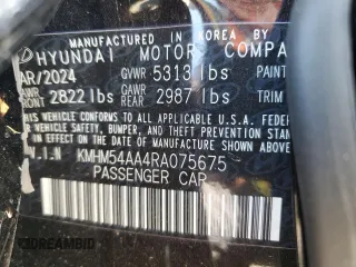 2024 Hyundai IONIQ 6 Limited with VIN KMHM54AA4RA075675, listed as a Copart auction lot 77012434 with 603 mi miles and Salvage Title. Bid and sale history available at carsss.com. Image 12.