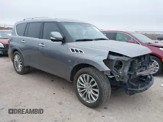 2015 Infiniti QX80 with VIN JN8AZ2NF1F9571315, listed as a IAAI auction lot 41522434 with 166,947 mi miles. Bid and sale history available at carsss.com. Image 1.