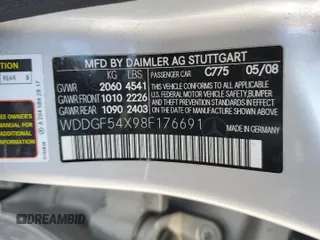 2008 Mercedes-Benz C 300 Sport with VIN WDDGF54X98F176691, listed as a Copart auction lot 65635075 with 128,567 mi miles and Salvage title. Bid and sale history available at DreamBid. Image 12.