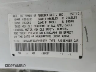 2010 Acura TL Technology z VIN 19UUA8F53AA019249, wystawiony jako Copart lot #59058305 z przebiegiem Nie podano mil oraz Szkoda całkowita • Salvage title. Historia ofert i sprzedaży dostępna na DreamBid. Obrazek 12.