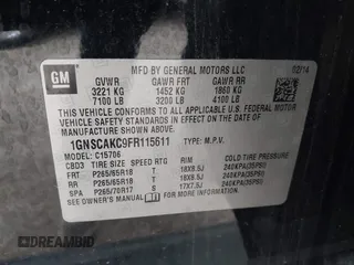 2015 Chevrolet Tahoe LS с VIN 1GNSCAKC9FR115611, выставлен на аукционе IAAI как лот 41624152 с пробегом 201 652 миль миль и . История ставок и продаж доступна на DreamBid. Изображение 9.