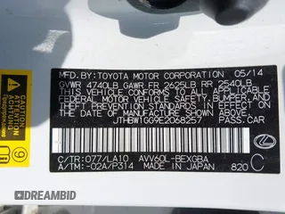 2014 Lexus ES 300h with VIN JTHBW1GG9E2068257, listed as a IAAI auction lot 42043095 with 130,560 mi miles and . Bid and sale history available at DreamBid. Image 9.