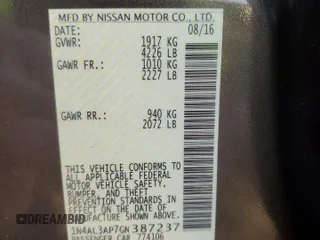 2016 Nissan Altima S with VIN 1N4AL3AP7GN387237, listed as a Copart auction lot 49489255 with 118,022 mi miles and Salvage title. Bid and sale history available at DreamBid. Image 12.