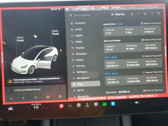 2021 Tesla Model 3 Long Range with VIN 5YJ3E1EB5MF071510, listed as a Copart auction lot 43726205 with 92,362 mi miles and Salvage Title. Bid and sale history available at carsss.com. Image 9.