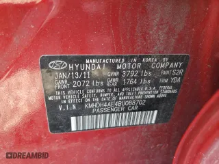 2011 Hyundai Elantra Ltd with VIN KMHDH4AE4BU088702, listed as a Copart auction lot 48212885 with 96,333 mi miles and Clean Title. Bid and sale history available at carsss.com. Image 12.