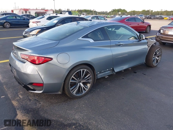 2020 Infiniti Q60 Luxe with VIN JN1EV7EK8LM341026, listed as a IAAI auction lot 42197596 with 54,500 mi miles and . Bid and sale history available at DreamBid. Image 4.