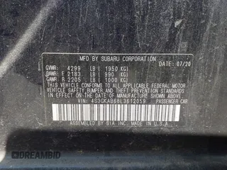 2020 Subaru Impreza с VIN 4S3GKAB68L3612059, выставлен на аукционе IAAI как лот 42400228 с пробегом 75 275 миль миль и . История ставок и продаж доступна на DreamBid. Изображение 9.