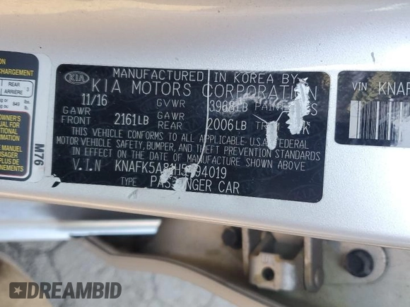 2017 Kia Forte5 LX with VIN KNAFK5A81H5694019, listed as a Copart auction lot 50830055 with 38,359 mi miles and Salvage Title. Bid and sale history available at carsss.com. Image 14.