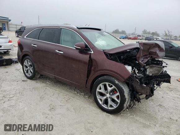 2017 Kia Sorento SXL z VIN 5XYPK4A51HG314269, wystawiony jako Copart lot #42186945 z przebiegiem Nie podano mil oraz Szkoda całkowita • Salvage title. Historia ofert i sprzedaży dostępna na DreamBid. Obrazek 4.