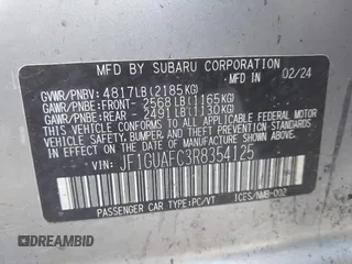 2024 Subaru Impreza Sport with VIN JF1GUAFC3R8354125, listed as a IAAI auction lot 41816606 with 6 mi miles. Bid and sale history available at carsss.com. Image 9.