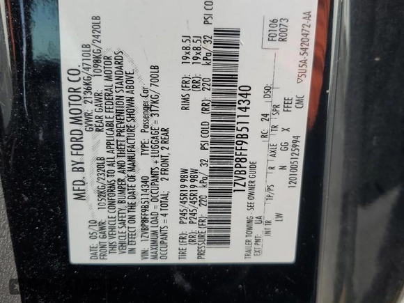 2011 Ford Mustang GT with VIN 1ZVBP8FF9B5114340, listed as a Copart auction lot 63322475 with 112,641 mi miles and Salvage title. Bid and sale history available at DreamBid. Image 12.
