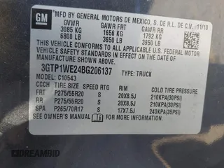 2011 GMC Sierra 1500 with VIN 3GTP1WE24BG206137, listed as a IAAI auction lot 41358812 with Not Provided miles and . Bid and sale history available at DreamBid. Image 9.