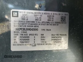 2017 Chevrolet Silverado 1500 LTZ with VIN 3GCPCSEJXHG429043, listed as a Copart auction lot 81534204 with Not Provided miles and Salvage Title. Bid and sale history available at DreamBid. Image 13.