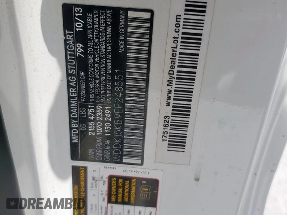 2014 Mercedes-Benz E 350 z VIN WDDKJ5KB9EF248551, wystawiony jako Copart lot #52093305 z przebiegiem 164 110 mil mil oraz Szkoda całkowita • Salvage title. Historia ofert i sprzedaży dostępna na DreamBid. Obrazek 12.