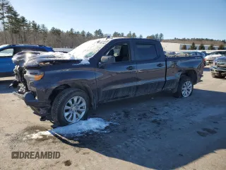 2022 Chevrolet Silverado 1500 Custom with VIN 3GCPDBEK8NG605640, listed as a Copart auction lot 43718225 with 24,424 mi miles and Salvage Title. Bid and sale history available at carsss.com. Image 1.