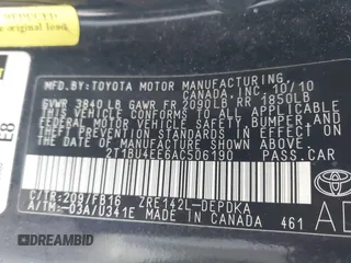 2010 Toyota Corolla with VIN 2T1BU4EE6AC506190, listed as a IAAI auction lot 41627131 with 160,994 mi miles. Bid and sale history available at carsss.com. Image 9.