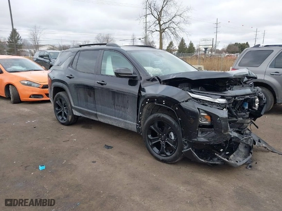 2025 Chevrolet Equinox FWD LT with VIN 3GNAXHEG7SL144792, listed as a IAAI auction lot 41482053 with 3,308 mi miles. Bid and sale history available at carsss.com. Image 1.