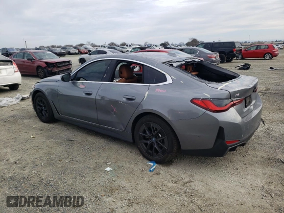 2024 BMW i4 eDrive40 with VIN WBY73AW0XRFR74533, listed as a Copart auction lot 46370845 with 15,469 mi miles and Salvage Title. Bid and sale history available at carsss.com. Image 2.
