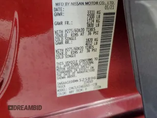 2021 Nissan Titan Pro-4X с VIN 1N6AA1ED8MN525896, выставлен на аукционе Copart как лот 58040055 с пробегом 39 043 миль миль и Списание • Salvage title. История ставок и продаж доступна на DreamBid. Изображение 14.