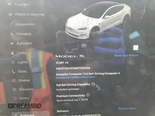 2021 Tesla Model S Long Range z VIN 5YJSA1E59MF438359, wystawiony jako Copart lot #57794325 z przebiegiem 31 651 mil mil oraz Szkoda całkowita • Salvage title. Historia ofert i sprzedaży dostępna na DreamBid. Obrazek 9.