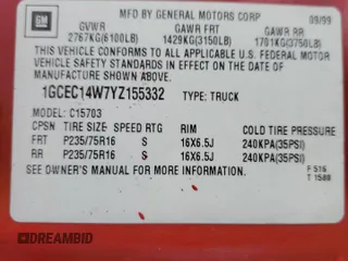 2000 Chevrolet Silverado 1500 with VIN 1GCEC14W7YZ155332, listed as a Copart auction lot 53893515 with Not Provided miles and Salvage Title. Bid and sale history available at DreamBid. Image 12.