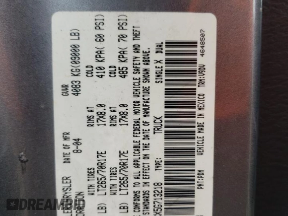 2005 Dodge Ram 2500 SLT with VIN 3D7KS28CX5G713218, listed as a Copart auction lot 74543564 with 324,072 mi miles and Salvage Title. Bid and sale history available at carsss.com. Image 12.