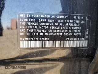 2019 Volkswagen Arteon SE с VIN WVWBR7AN7KE028319, выставлен на аукционе Copart как лот 51652055 с пробегом 85 111 миль миль и Списание • Salvage title. История ставок и продаж доступна на DreamBid. Изображение 15.