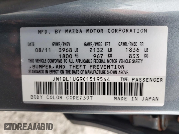 2012 Mazda Mazda3 i Sport with VIN JM1BL1UG9C1519544, listed as a Copart auction lot 42905425 with 135,544 mi miles and Salvage Title. Bid and sale history available at carsss.com. Image 14.