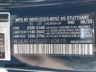 2024 Mercedes-Benz C 300 with VIN W1KAF4HB0RR160815, listed as a IAAI auction lot 42103860 with Not Provided miles and . Bid and sale history available at DreamBid. Image 9.
