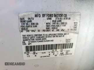 2014 Ford Explorer XLT с VIN 1FM5K7D88EGA59140, выставлен на аукционе Copart как лот 60267515 с пробегом 144 289 миль миль и Списание • Salvage title. История ставок и продаж доступна на DreamBid. Изображение 13.