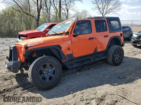2018 Jeep Wrangler Unlimited Sport z VIN 1C4HJXDG1JW181009, wystawiony jako Copart lot #52145525 z przebiegiem 141 148 mil mil oraz Szkoda całkowita • Salvage title. Historia ofert i sprzedaży dostępna na DreamBid. Obrazek 1.