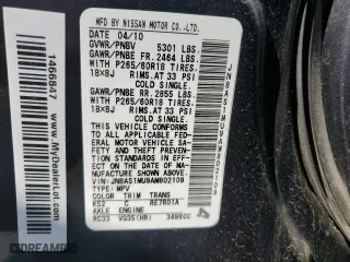 2010 Infiniti FX35 with VIN JN8AS1MU9AM802109, listed as a Copart auction lot 69224524 with 167,256 mi miles and Salvage Title. Bid and sale history available at carsss.com. Image 14.