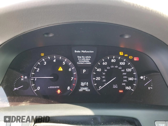2007 Lexus LS 460 with VIN JTHBL46F275048355, listed as a Copart auction lot 62407725 with 206,881 mi miles and Clean title. Bid and sale history available at DreamBid. Image 9.
