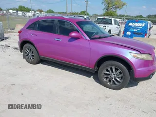 2005 Infiniti FX35 with VIN JNRAS08U25X102260, listed as a IAAI auction lot 41796202 with 189,866 mi miles. Bid and sale history available at carsss.com. Image 1.