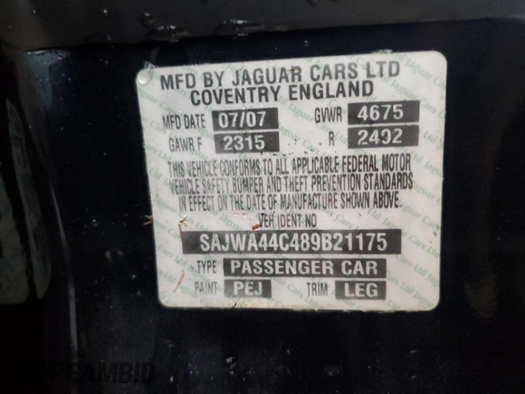 2008 Jaguar XK with VIN SAJWA44C489B21175, listed as a Copart auction lot 74345944 with Not Provided miles and Salvage Title. Bid and sale history available at carsss.com. Image 13.