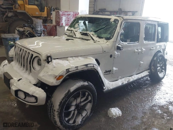 2022 Jeep Wrangler Unlimited Sahara with VIN 1C4HJXEN3NW222744, listed as a IAAI auction lot 41249285 with 43,780 mi miles. Bid and sale history available at carsss.com. Image 2.