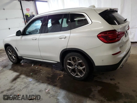 2021 BMW X3 xDrive30i with VIN 5UXTY5C06M9E17026, listed as a Copart auction lot 46470565 with 34,166 mi miles and Salvage Title. Bid and sale history available at DreamBid. Image 2.