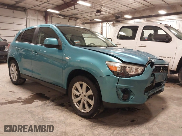 2014 Mitsubishi Outlander Sport ES with VIN 4A4AR3AU1EE021925, listed as a IAAI auction lot 41263028 with 87,867 mi miles. Bid and sale history available at carsss.com. Image 1.