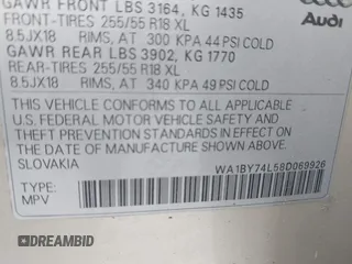 2008 Audi Q7 Premium с VIN WA1BY74L58D069926, выставлен на аукционе IAAI как лот 42342963 с пробегом 152 371 миль миль и . История ставок и продаж доступна на DreamBid. Изображение 9.