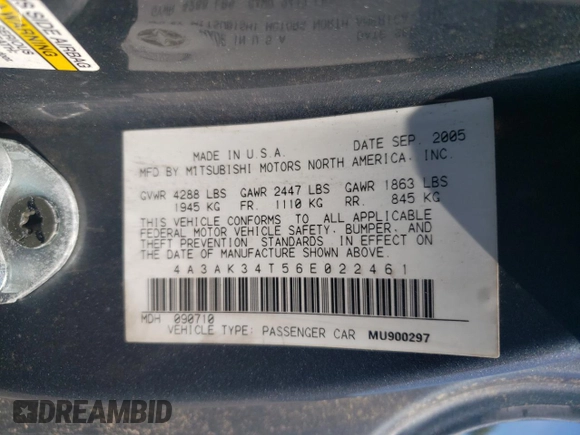 2006 Mitsubishi Eclipse GT with VIN 4A3AK34T56E022461, listed as a Copart auction lot 69515814 with 125,871 mi miles and Salvage Title. Bid and sale history available at carsss.com. Image 12.